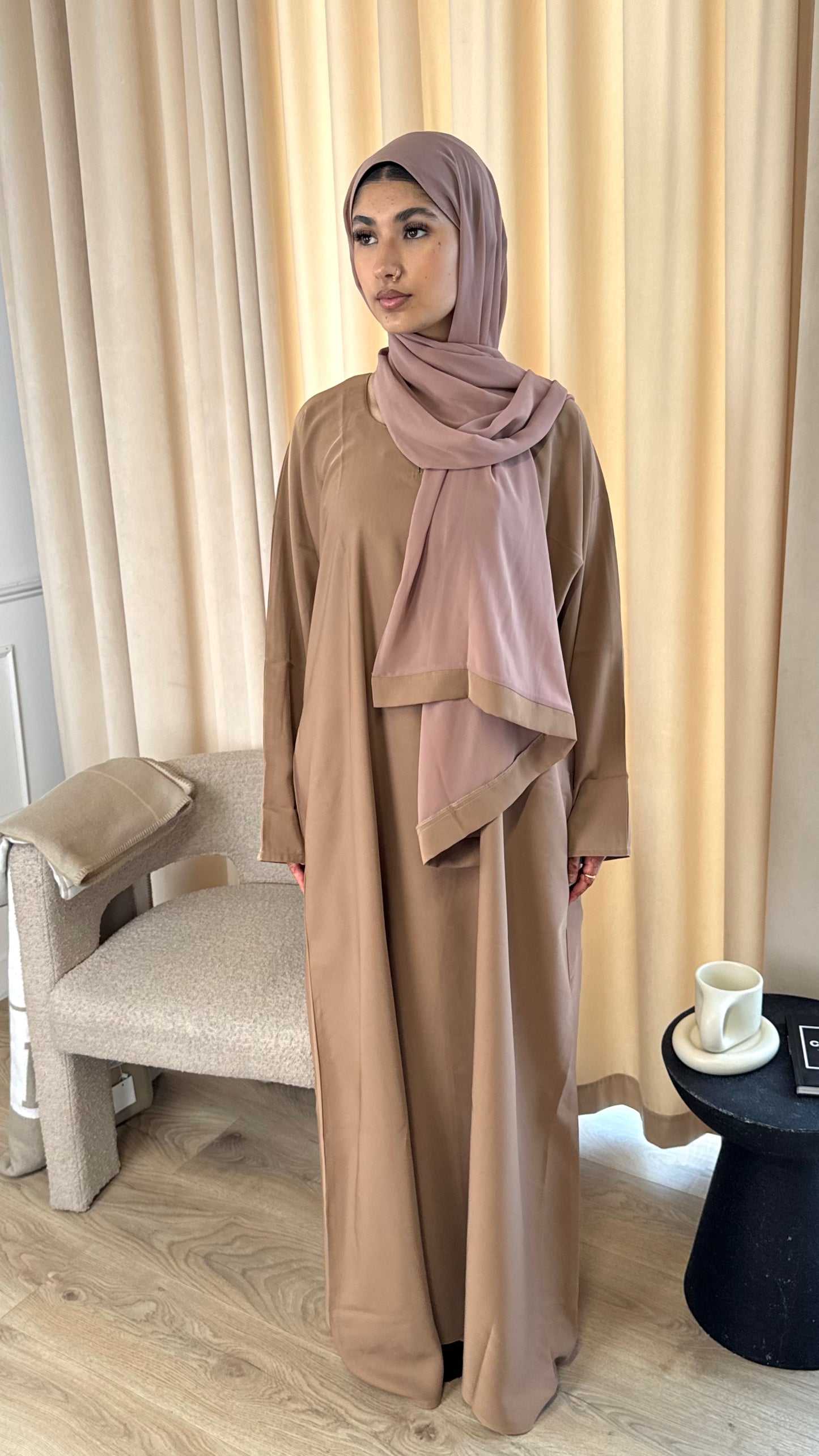 Brown Closed Abaya with Pockets