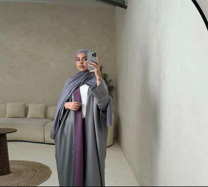 Grey and Purple Two Tone abaya