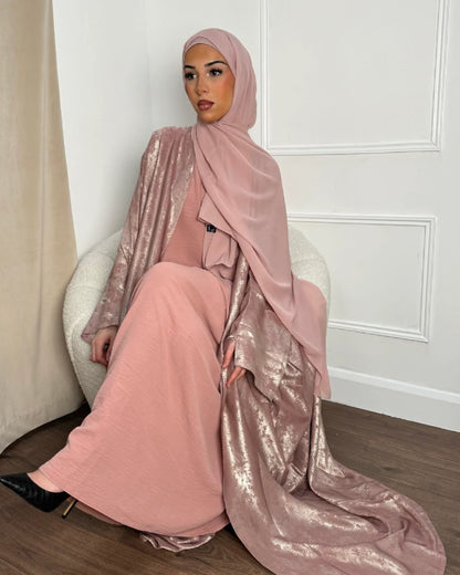 Luxury Rose Pink Abaya Set