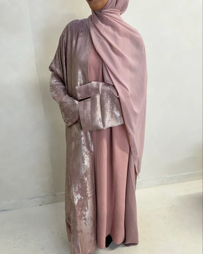 Luxury Rose Pink Abaya Set