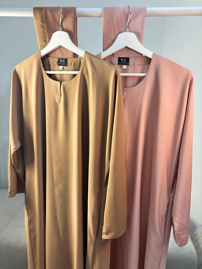 Brown Closed Abaya with Pockets