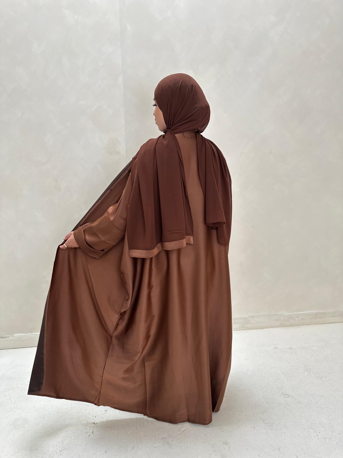 Brown Two Tone Abaya with Hijab