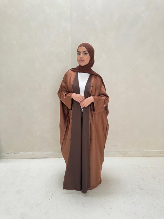 Brown Two Tone Abaya with Hijab