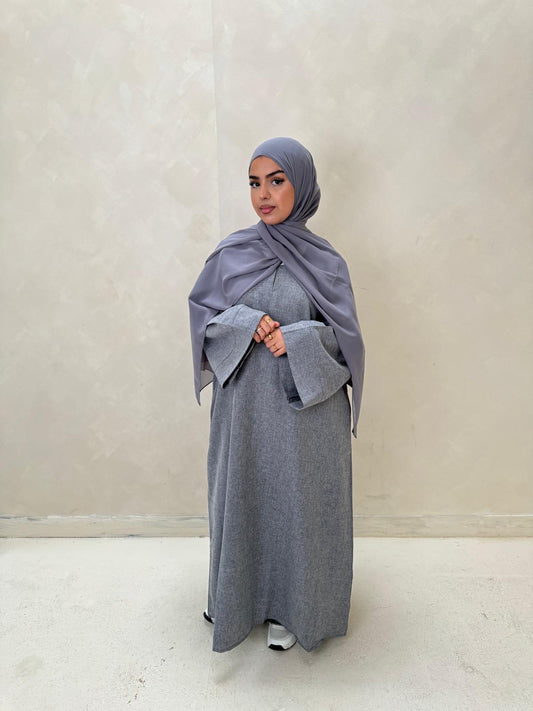 Soft Linen Closed Abaya with side pockets and Hijab