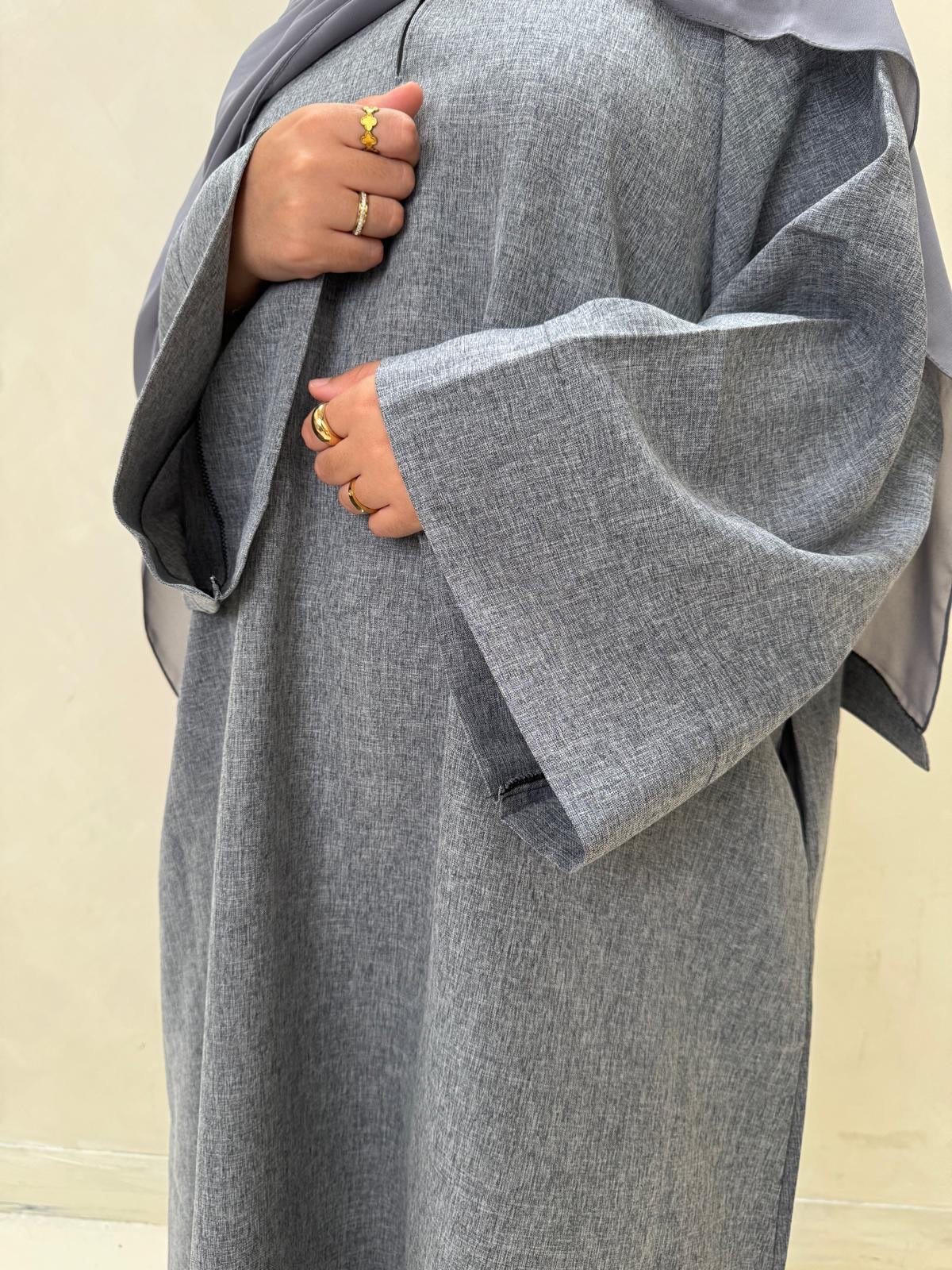 Soft Linen Closed Abaya with side pockets and Hijab